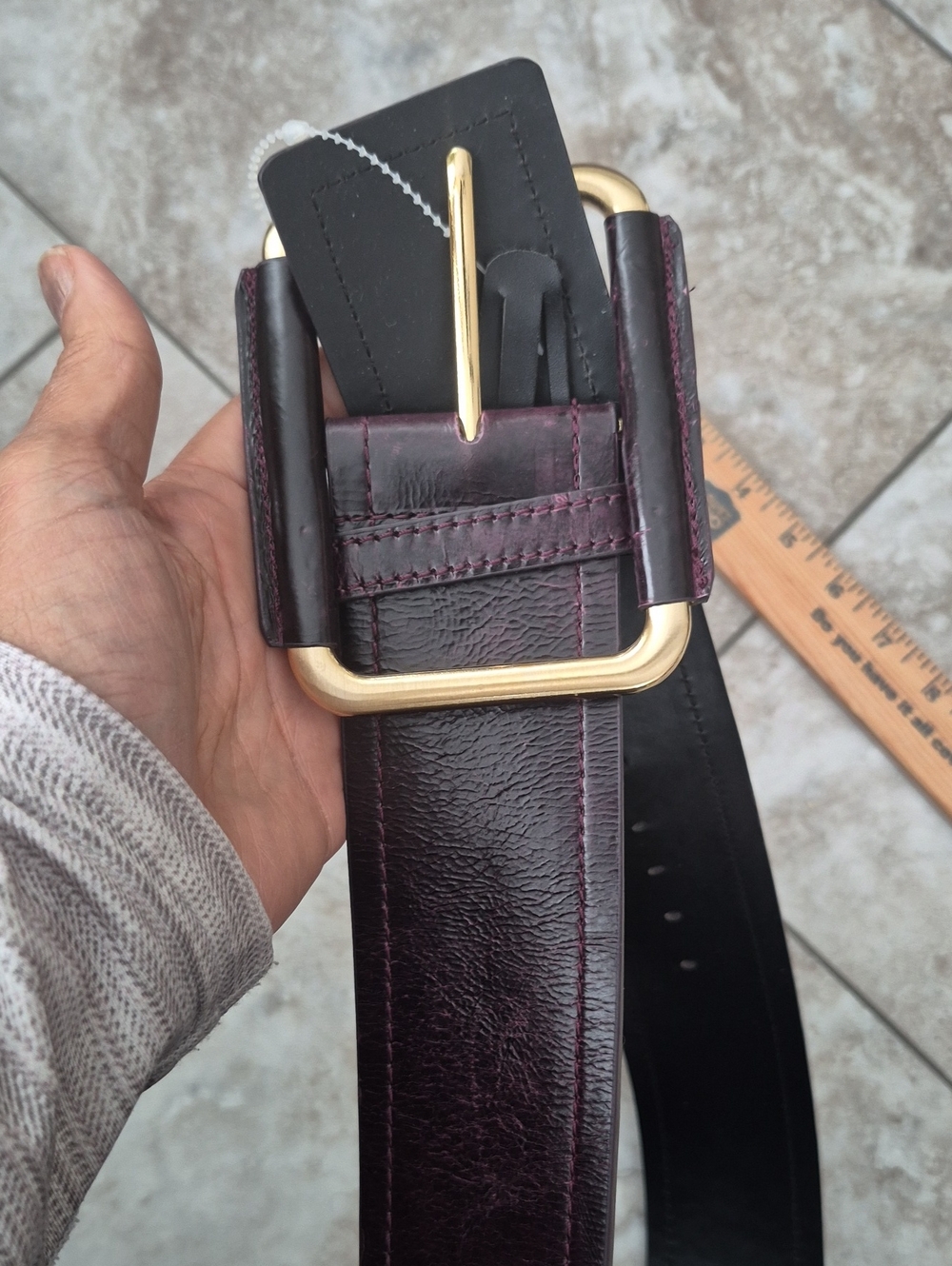 VIA SPIGA REAL LEATHER DARK CORDOVAN WIDE BELT SIZE SMALL